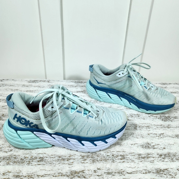Hoka One One "Gaviota 3" Athletic Running Shoe Light Blue | Women's Size 7.5B - Picture 7 of 14